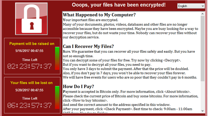 WannaCry ransomware attack 