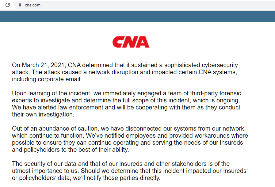 CNA Cyber Attack