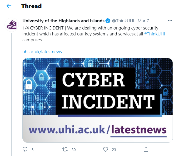 UHI Cyber Attack